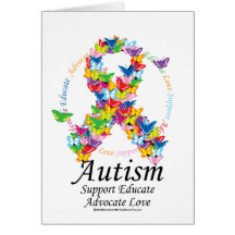 Cinta de la mariposa del autismo tarjetas