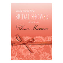 Cinta de los arcos y melocotón nupcial de la ducha invitaciones personalizada