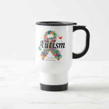 Cinta del autismo de mariposas taza de café