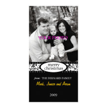 cinta del blanco del negro de las Felices Navidad Tarjeta Con Foto Personalizada