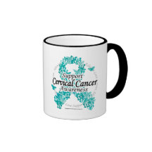 Cinta del cáncer de cuello del útero de mariposas taza de café