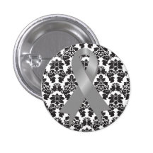 Cinta del gris del damasco del cáncer de cerebro pins