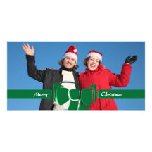 Cinta del navidad y vidrio verde del arco tarjetas fotograficas 