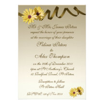 Cinta del oro/invitación amarilla del boda de la m