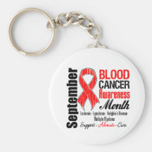 Cinta del rojo del mes de la conciencia del cáncer llaveros personalizados