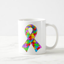 cinta del rompecabezas de la conciencia del autism taza de café