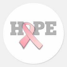 Cinta del rosa de la conciencia del cáncer de pech etiqueta redonda