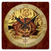 Cinta elegante hermosa del oro de los rosas amaril relojes de pared