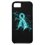 Cinta floral de los remolinos del cáncer ovárico iPhone 5 Case-Mate cobertura
