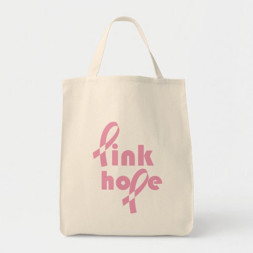 Cinta rosada de la esperanza bolsa lienzo