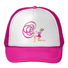Cinta rosada de la gimnasia rítmica gorras de camionero