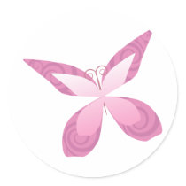 Cinta rosada de la mariposa pegatinas