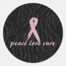 cinta rosada; estampado de zebra de la curación de etiqueta redonda