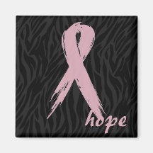 cinta rosada; estampado de zebra de la esperanza iman de frigorífico