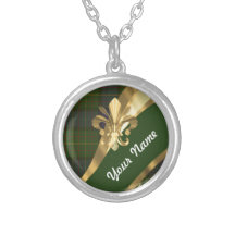 Cinta verde del tartán y del oro grimpolas personalizadas