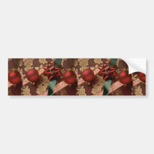 Cintas del navidad con los ornamentos rojos, cinta etiqueta de parachoque