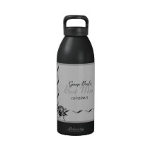 Cintas gloriosas y flores negras y blancas botellas de agua reutilizables