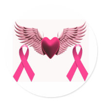 Cintas y corazón rosados del amor y de la ayuda pegatinas