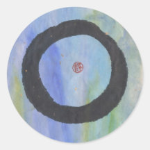 Círculo azul del zen de Enso de los pegatinas de l