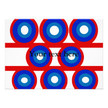 Círculo blanco y azul rojo retro comunicados personalizados
