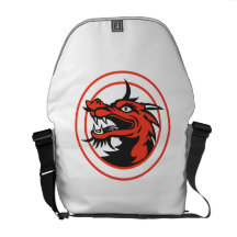 Círculo chino rojo de la cabeza del dragón bolsa de mensajería