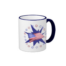 Círculo de la estrella del Día de la Independencia Tazas De Café