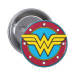 Círculo de la Mujer Maravilla y logotipo de las es botones