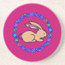 Círculo del conejito de pascua posavasos personalizados