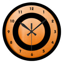 Círculo-naranja-negro - reloj de pared
