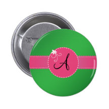 Círculo rosado verde de la flor del monograma