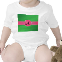 Círculo rosado verde de la flor del monograma camisetas