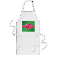 Círculo rosado verde de la flor del monograma delantales