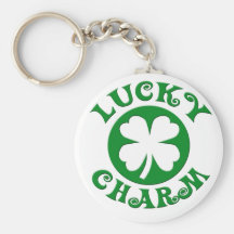 Círculo verde/blanco del encanto afortunado llavero personalizado
