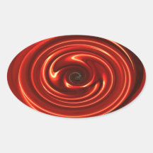 Círculos de giro rojos de neón abstractos pegatina oval