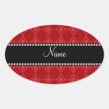 Círculos retros rojos conocidos personalizados calcomania óval