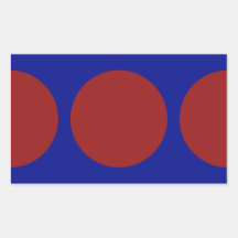 Círculos rojos en azul etiqueta