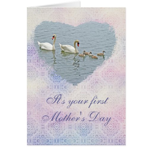 Cisne mudo Famly del día de madre Tarjeton