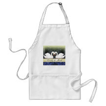 Cisnes elegantes en amor delantal