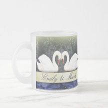 Cisnes elegantes en amor tazas de café