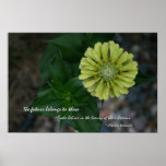 Cita amarilla de la flor del Zinnia de Eleanor Roo Poster