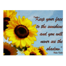 Cita de Helen Keller con el girasol Postal