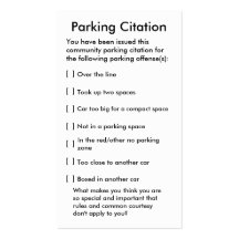 Citación del estacionamiento tarjeta personal