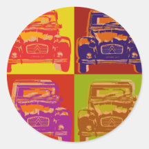 Citroen 2CV 1 Etiquetas Redondas