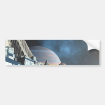 Ciudad de la ciencia ficción pegatina de parachoque