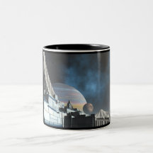 Ciudad de la ciencia ficción tazas de café
