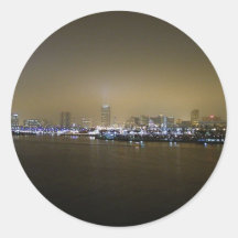 Ciudad de la noche del horizonte de Long Beach Etiquetas