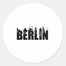 Ciudad de los rascacielos del horizonte de Berlín Etiquetas Redondas
