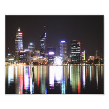 Ciudad de Perth, horizonte de la noche, Austraila  Fotografias