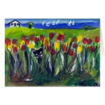 Ciudad del tulipán del gato negro tarjetas
