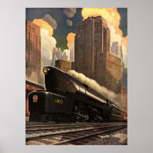 Ciudad del vintage, tren del duplex T1 en pistas d Posters